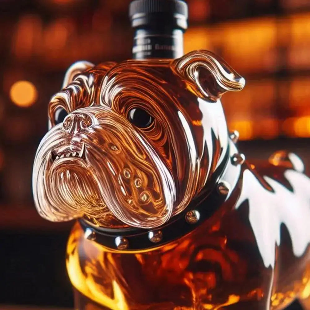 Large Capacity Whiskey Bottle for Parties 300 Ml Whiskey Decanter Bulldog Shape Whiskey Bottle Decanter for Home Bar Accessory