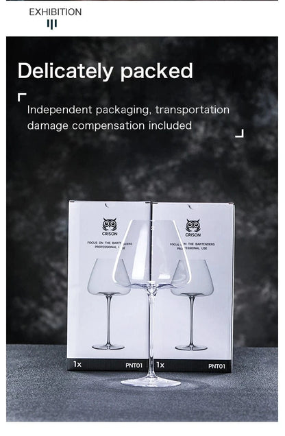 CRISON Handmade Crystal Red Wine Glass for Riesling Burgundy - Premium Quality Home Wine Glass