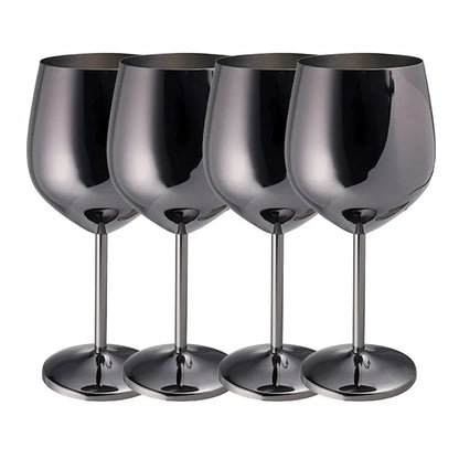Luxury 304 Stainless Steel Wine Glass – 500ml Stemmed Goblet for Red Wine & Champagne