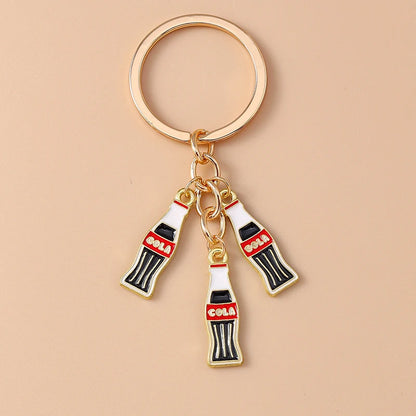 Cute Enamel Red Wine Keychain Simulation Drink Key Ring Pendant for Car Key Holder Women Girls Handbag Decor DIY Jewelry Gift