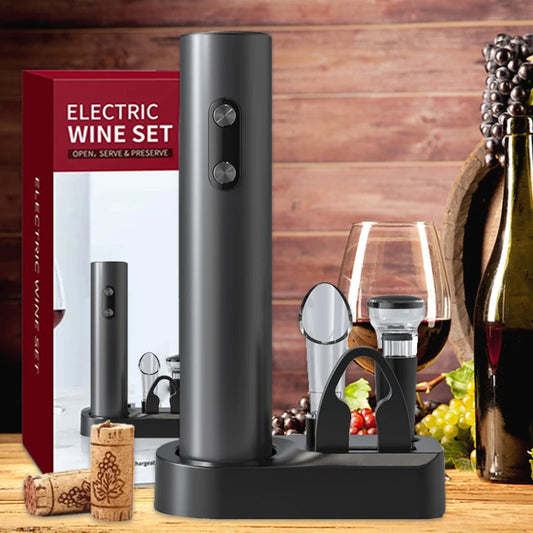 Electric Wine Bottle Opener Set Automatic Corkscrew Kit With Aerator,Foil Cutter Battery Operated Corkscrew for Wine Lovers Gift