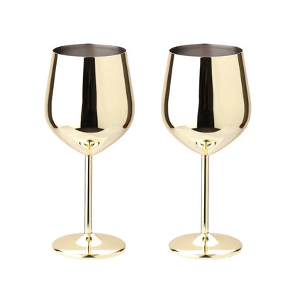 Luxury 304 Stainless Steel Wine Glass – 500ml Stemmed Goblet for Red Wine & Champagne