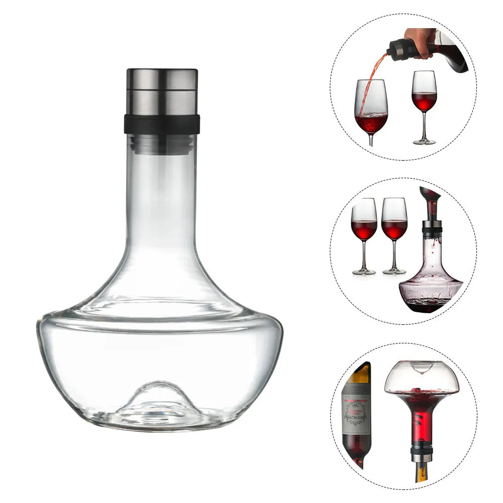 Classic Crystal Wine Decanter – 1000ml Wide-Base Aeration Carafe