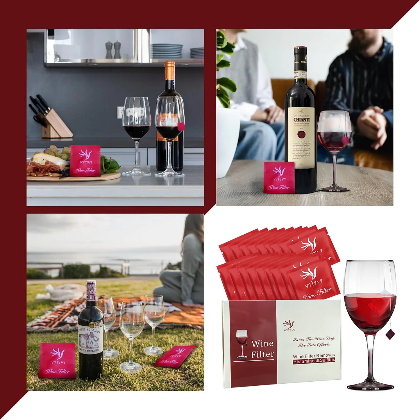 18 pieces of wine purifier, wine sulfite filter, remove sulfites and histamine, eliminate dizziness headache, prevent wine allergies