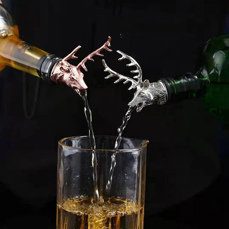 1PC Animal Head Wine Pourer Zinc Alloy Deer Elk Lion Leopard Wolf Eagle Dragon Wine Pour Spout Stopper Club Bar Accessories