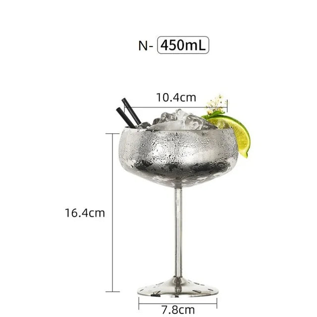 304 Stainless Steel Cocktail Glass,  Red Wine Cup, Flute Champagne Cup, Metal Cup,  Bar Martini Cup