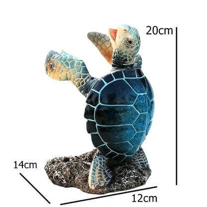 Sea Turtle Statue Wine Bottle Holder Enameled Resin Coral Wine Display Stand Marine Creature Tableware Ornament Bar Decor Craft