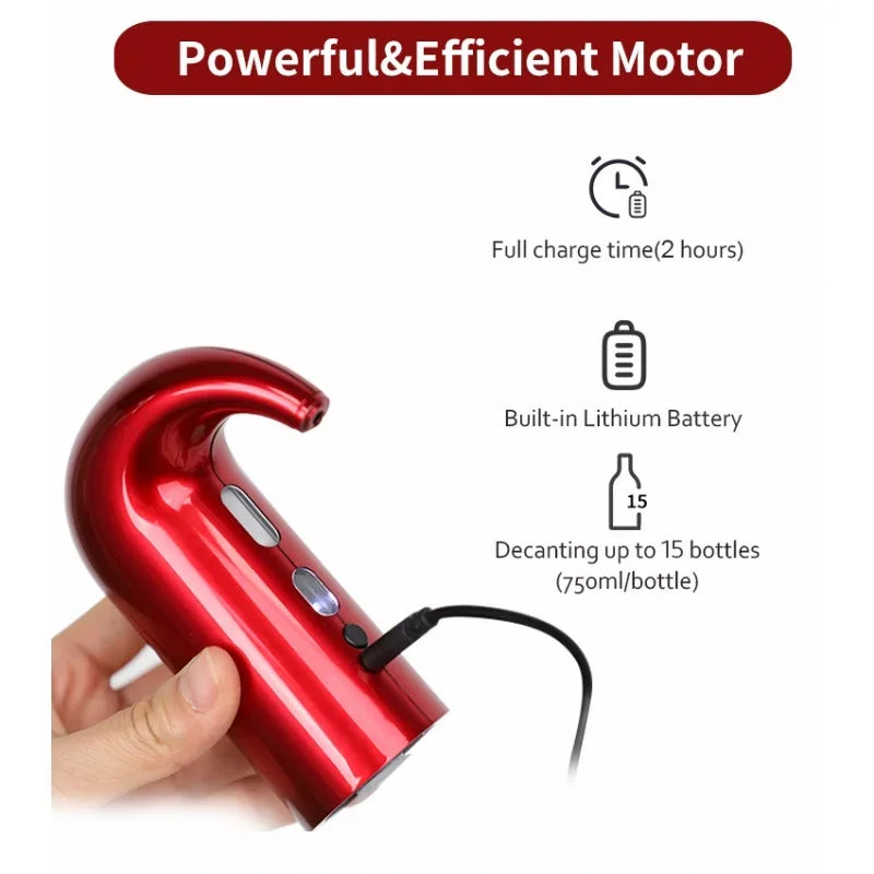 Electric Wine Aerator Dispenser, Professional High-End Whiskey Pump, USB Rechargeable, Automatic Wine Decanter Pourer for Parties