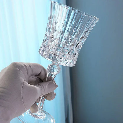 French-style 250ml crystal wine goblet with faceted stem and cut-crystal detailing