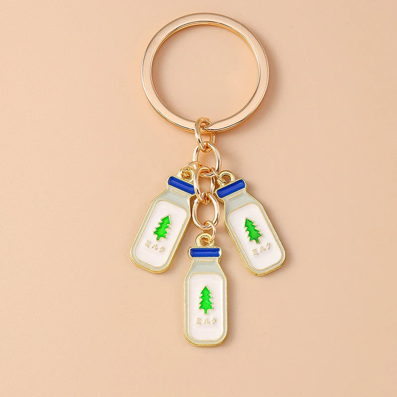 Cute Enamel Red Wine Keychain Simulation Drink Key Ring Pendant for Car Key Holder Women Girls Handbag Decor DIY Jewelry Gift