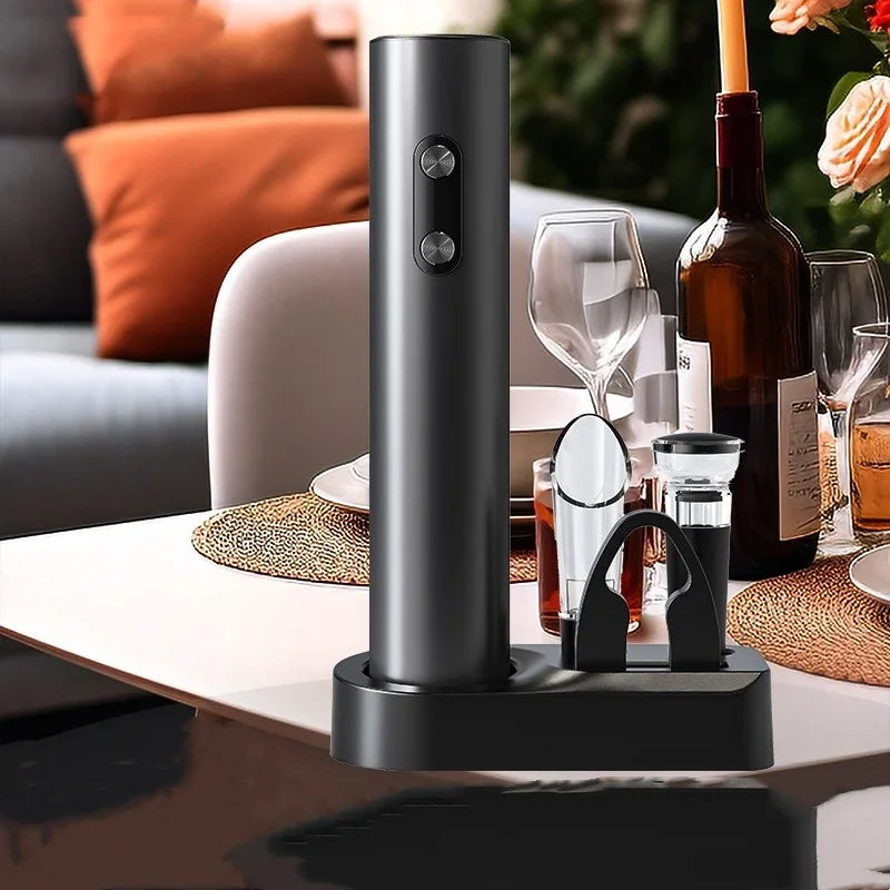 Electric Wine Bottle Opener, Wine Pourer, Automatic Red Wine Opener, Vacuum Bottle Stopper, Storage Base, Bar Kitchen Tools