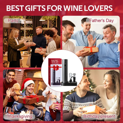 Electric Wine Bottle Opener Set Automatic Corkscrew Kit With Aerator,Foil Cutter Battery Operated Corkscrew for Wine Lovers Gift