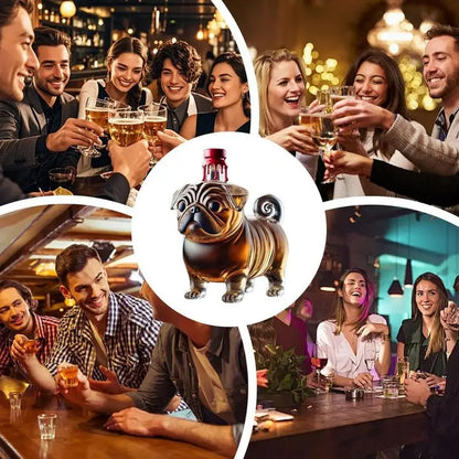 Creative Pug Red Wine Decanter Crystal Bottle Vodka Wine Bottle Wine Glass Dispenser Glass Bottle Thickened Whiskey Decanter