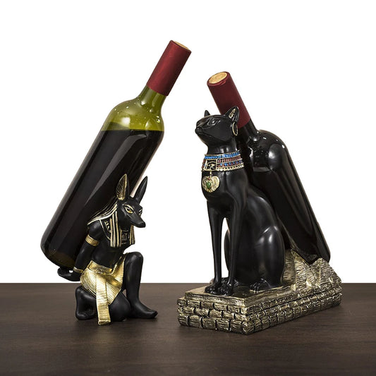 Egypt Anubis Wine Rack, Bastet God Cat Wine Bottle Rack, Resin Arts And Crafts, Bar Ornament Decoration