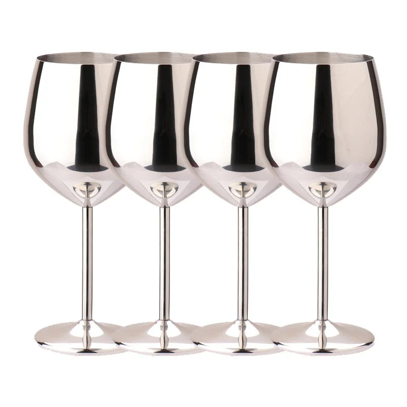 Luxury 304 Stainless Steel Wine Glass – 500ml Stemmed Goblet for Red Wine & Champagne