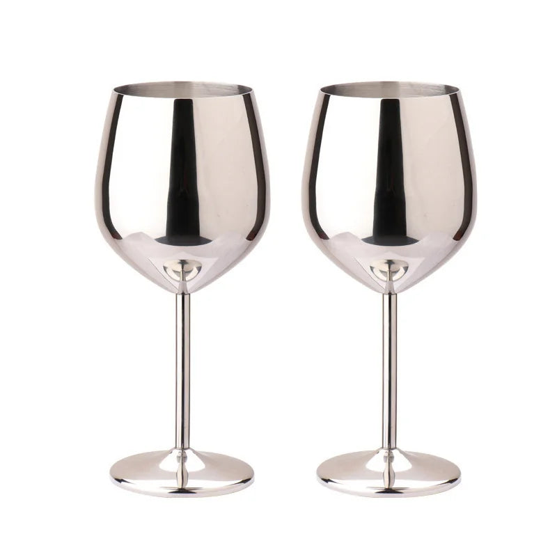 Luxury 304 Stainless Steel Wine Glass – 500ml Stemmed Goblet for Red Wine & Champagne