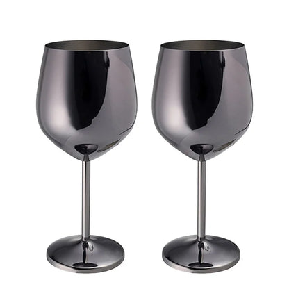 Luxury 304 Stainless Steel Wine Glass – 500ml Stemmed Goblet for Red Wine & Champagne