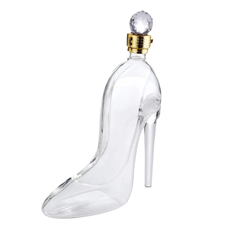 Creative High-heeled Shoe Design, Red Wine Decanter, Glass Empty Bottle with Sealed Lid, Thickened Whiskey Decanter