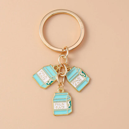 Cute Enamel Red Wine Keychain Simulation Drink Key Ring Pendant for Car Key Holder Women Girls Handbag Decor DIY Jewelry Gift