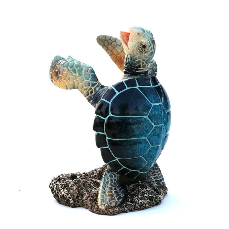 Sea Turtle Statue Wine Bottle Holder Enameled Resin Coral Wine Display Stand Marine Creature Tableware Ornament Bar Decor Craft