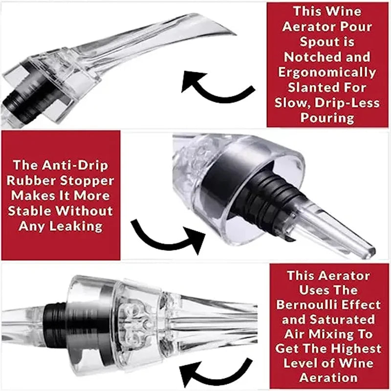 Wine Aerating Pourer Spout Decanter Magic Wine Decanter Wine Aerator Quick Aerating Pouring Tool Pump Portable Filter