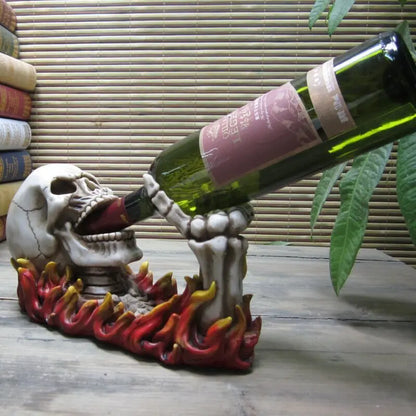 Motorcycle Skeleton Model Wine Rack Decorative Resin Head Skull Wine Bottle Holder Party Barware Pub Ornament Halloween Craft