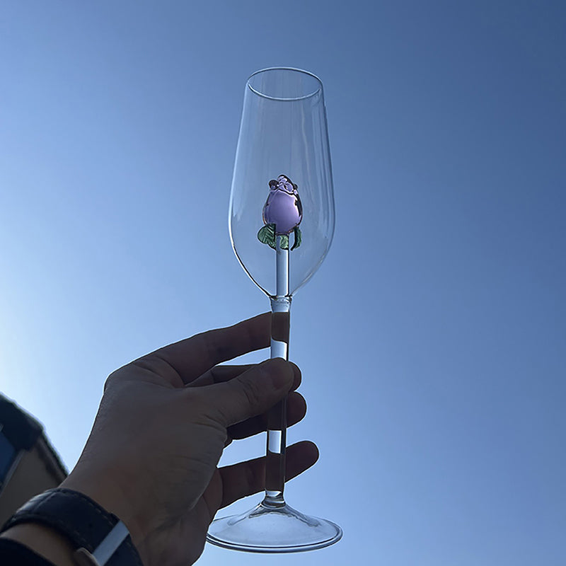 1 Piece Creative 3D Pink Glass Rose Build-in Red White Wine, Glasses, Cup Stemware Goblets, Champagne Flute, Household Lovely Gift