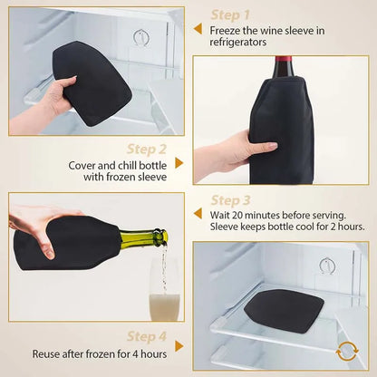 750ml Reusable Solid Gel Wine Cooler Sleeve for Bottle, High Quality, Insulated Wine Bottle Cooler, Cover Chilling Sleeve for Party