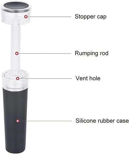 Vacuum Wine Bottle Stopper, Reusable Wine Bottle Stoppers, Built-in Vacuum Pump, Leakproof Wine Bottle Sealer, Silicone Caps