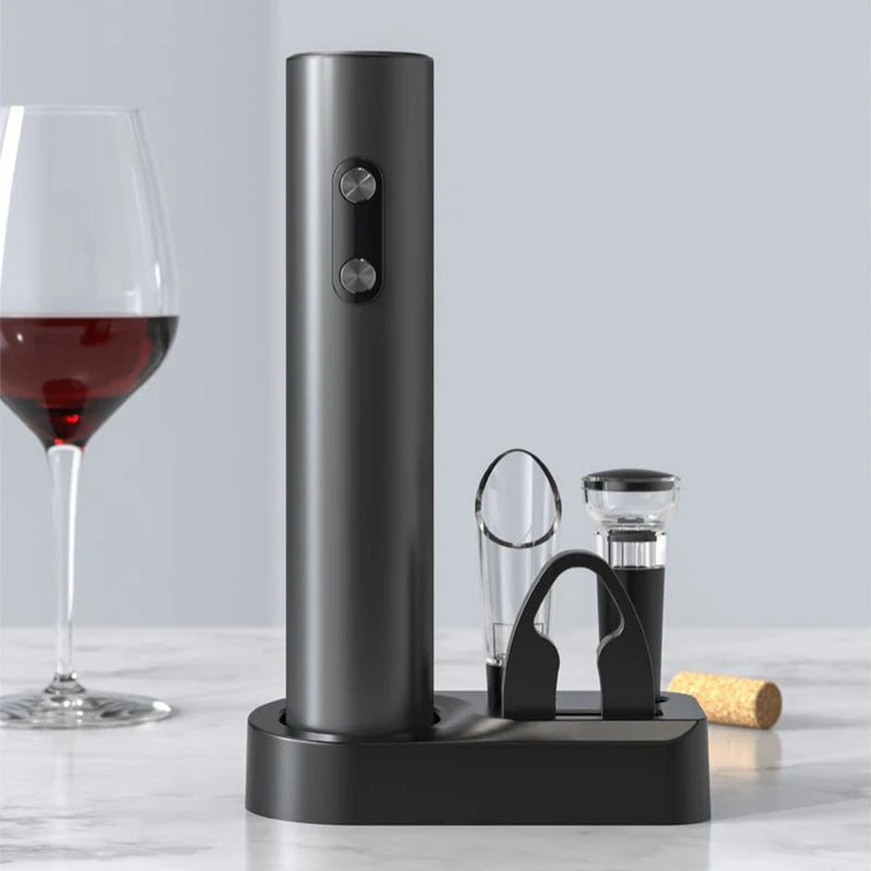 Electric Wine Bottle Opener, Wine Pourer, Automatic Red Wine Opener, Vacuum Bottle Stopper, Storage Base, Bar Kitchen Tools