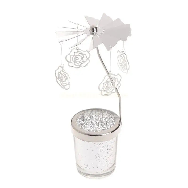 Rotary Holder Spinning Candleholder Metal Tea Light Stand for Romantic Wedding Home Table Decor Holiday Favor