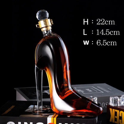 Creative High-heeled Shoe Design, Red Wine Decanter, Glass Empty Bottle with Sealed Lid, Thickened Whiskey Decanter
