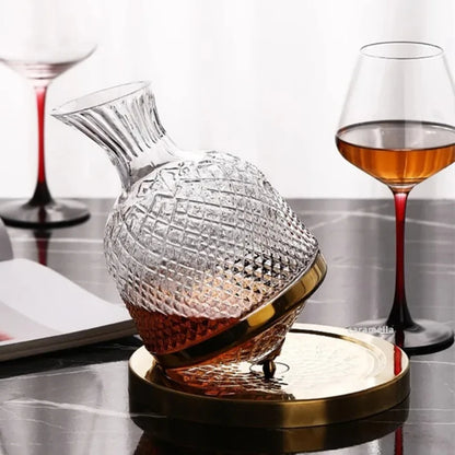 High Grade Crystal Glass 360 Rotating Decanter Tumbler 1500ml Decanter Wine Dispenser Aerator Mirror Jug Gift Bar Decoration