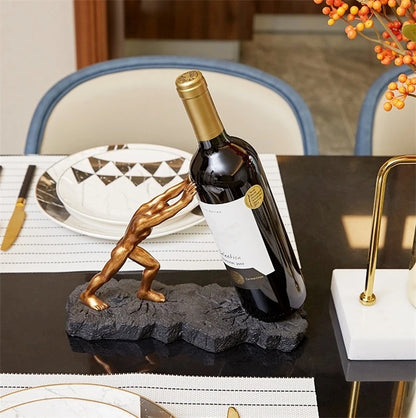 Strong Man Statue Wine Bottle Holder Ornamental Resin Hercules Wine Rack Pub Decor Living Room Barware Gym Souvenir Craft Gift