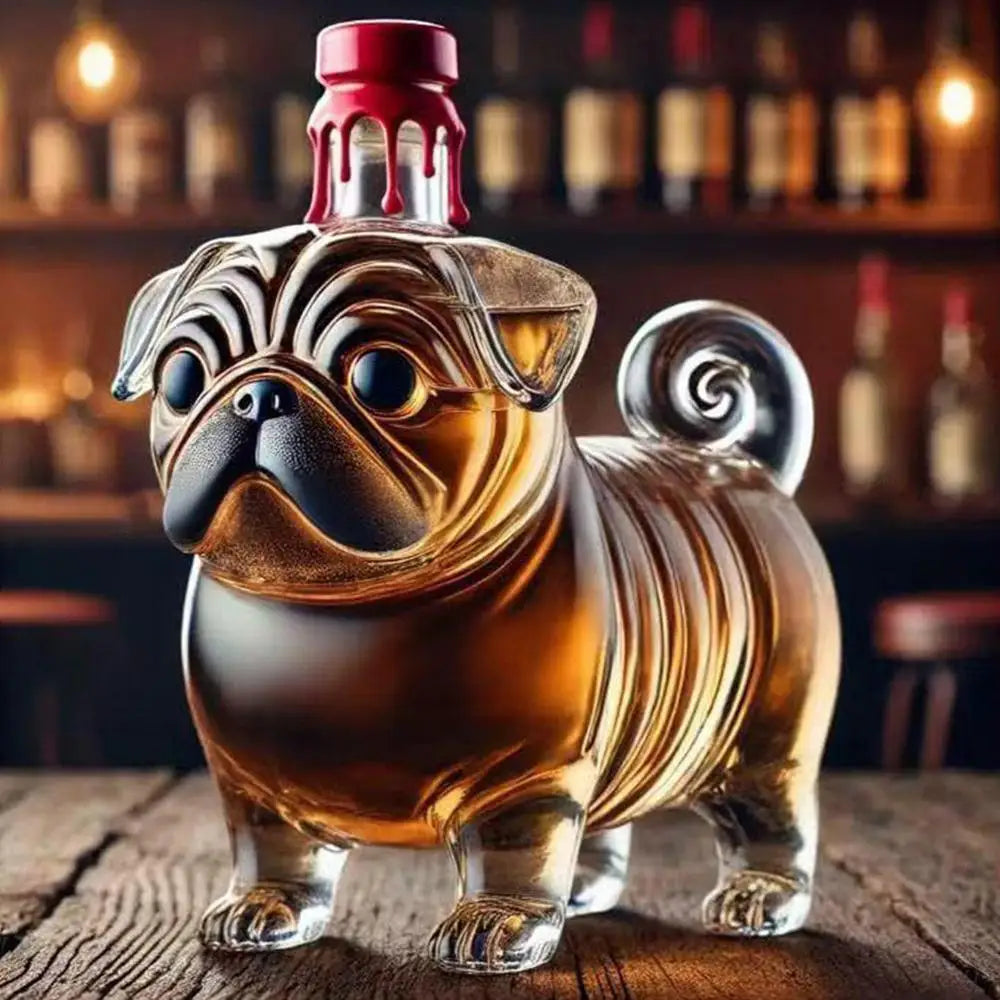 Creative Pug Red Wine Decanter Crystal Bottle Vodka Wine Bottle Wine Glass Dispenser Glass Bottle Thickened Whiskey Decanter