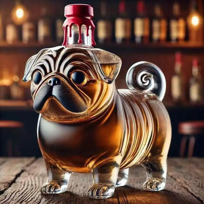 Creative Pug Red Wine Decanter Crystal Bottle Vodka Wine Bottle Wine Glass Dispenser Glass Bottle Thickened Whiskey Decanter