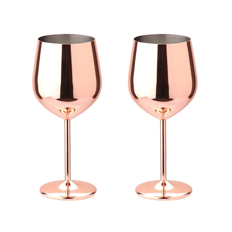 Luxury 304 Stainless Steel Wine Glass – 500ml Stemmed Goblet for Red Wine & Champagne
