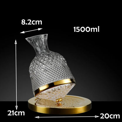 High Grade Crystal Glass 360 Rotating Decanter Tumbler 1500ml Decanter Wine Dispenser Aerator Mirror Jug Gift Bar Decoration