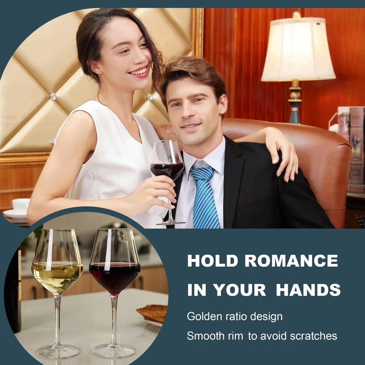 Couple sitting in a cozy room holding wine glasses and enjoying a relaxed evening