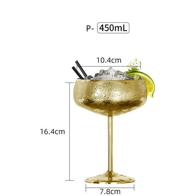 304 Stainless Steel Cocktail Glass,  Red Wine Cup, Flute Champagne Cup, Metal Cup,  Bar Martini Cup