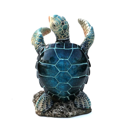 Sea Turtle Statue Wine Bottle Holder Enameled Resin Coral Wine Display Stand Marine Creature Tableware Ornament Bar Decor Craft
