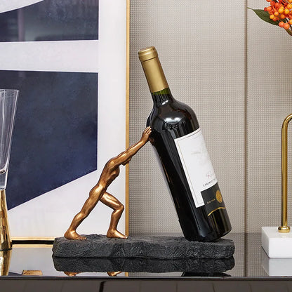 Strong Man Statue Wine Bottle Holder Ornamental Resin Hercules Wine Rack Pub Decor Living Room Barware Gym Souvenir Craft Gift