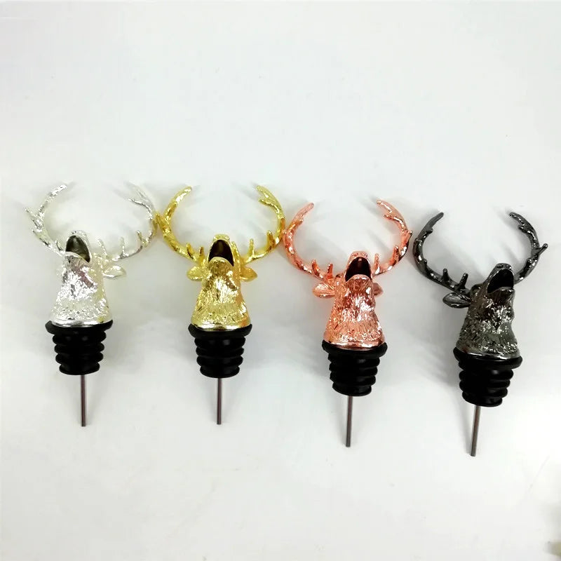 1PC Animal Head Wine Pourer Zinc Alloy Deer Elk Lion Leopard Wolf Eagle Dragon Wine Pour Spout Stopper Club Bar Accessories