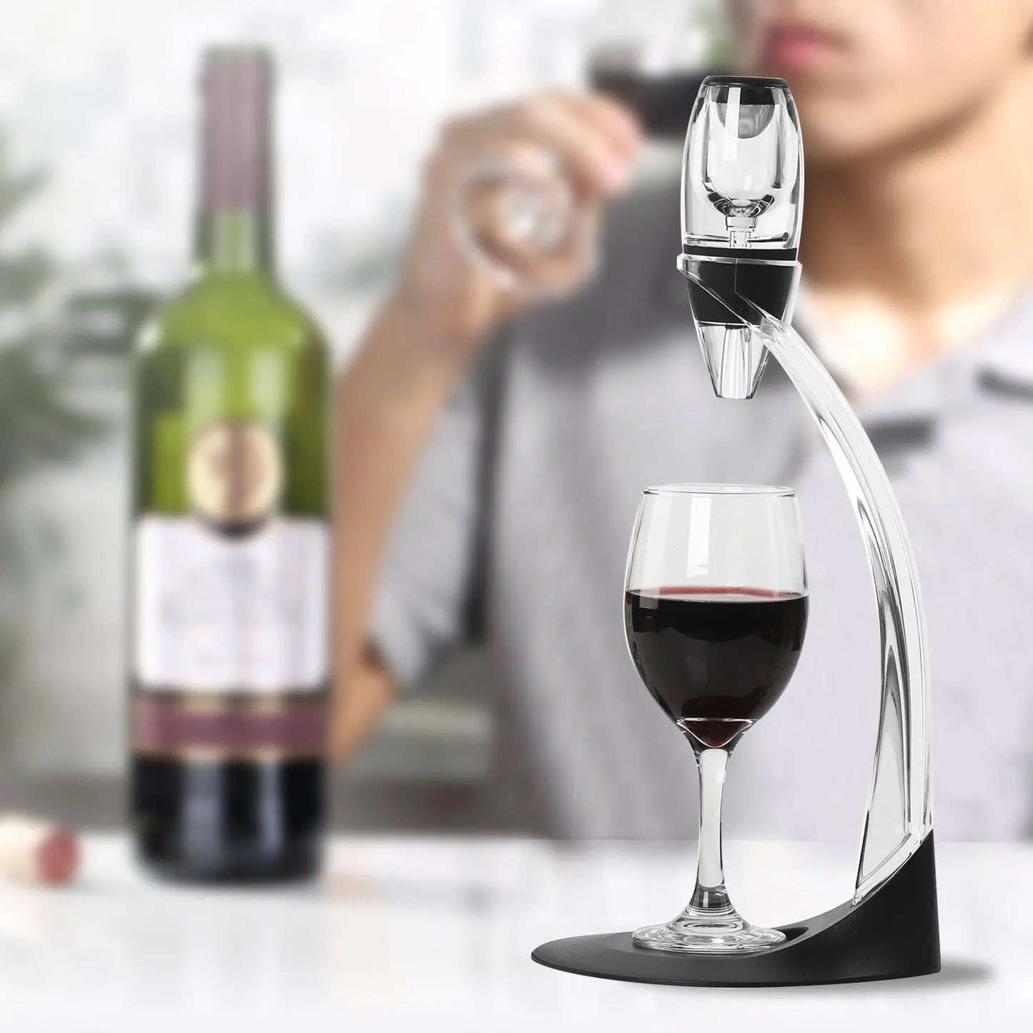 Professional Magic Red Wine Decanter Pourer with Filter Stand Quick Air Aerator Dispenser for Home Dining Bar Essential Set New