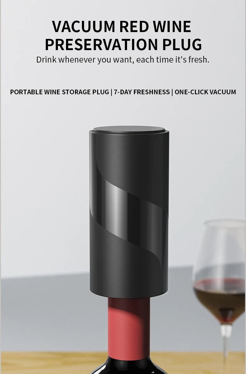 Electric Wine Stopper, Mini Automatic Wine Saver Vacuum Pump for Keepping Wine Fresh, Wine Sealer and Preserver for Wine Bottles