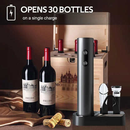 Electric Wine Bottle Opener Set Automatic Corkscrew Kit With Aerator,Foil Cutter Battery Operated Corkscrew for Wine Lovers Gift