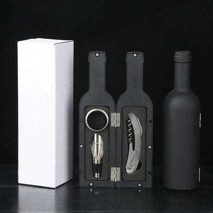 “Gift-ready wine opener set with box and red wine for display”


