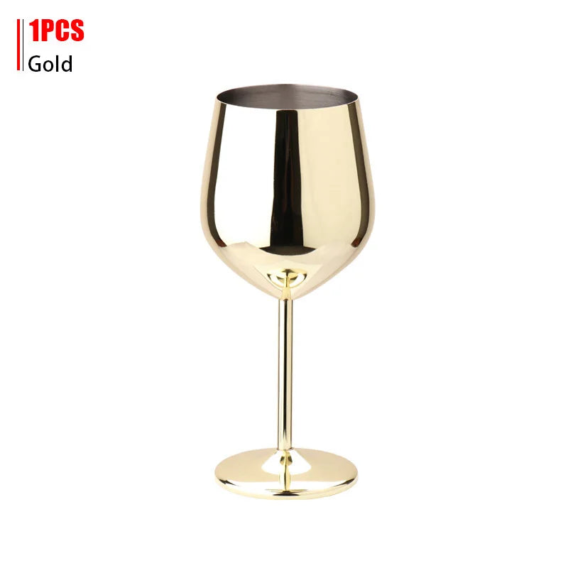 Luxury 304 Stainless Steel Wine Glass – 500ml Stemmed Goblet for Red Wine & Champagne