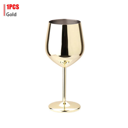 Luxury 304 Stainless Steel Wine Glass – 500ml Stemmed Goblet for Red Wine & Champagne