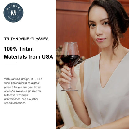 MICHLEY 2/4/6PCS Unbreakable Tritan Plastic Wine Glass Picnic Set Reusable Luxury For Party Barware Outdoor Dishwasher